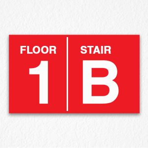 Floor Number and Stair Sign in Red