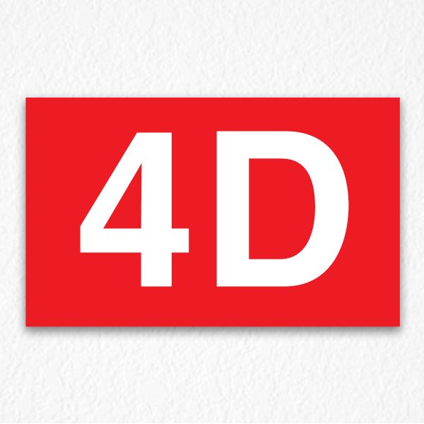 4D Room Number Sign in Red