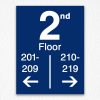 Floor Number Directional Sign in Blue