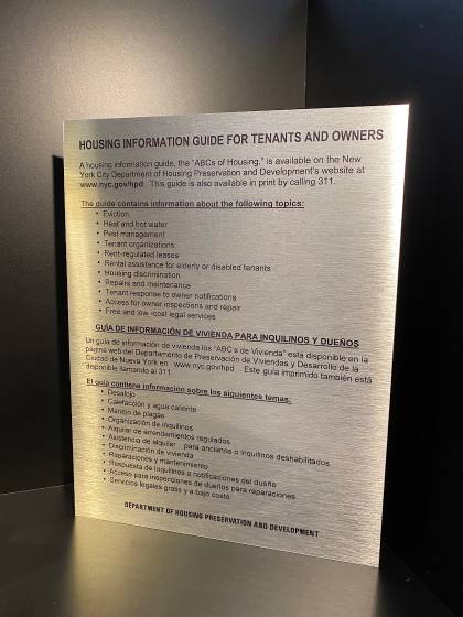 Housing Information Guide sign