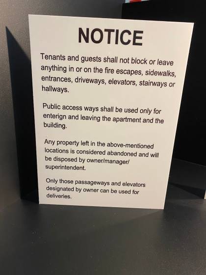 Notice sign in brushed aluminum