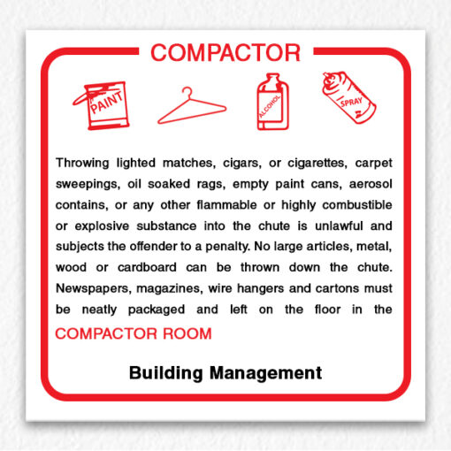 Building Compactor Room Sign - HPD Signs NYC