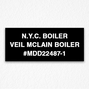 boiler name and number sign in black